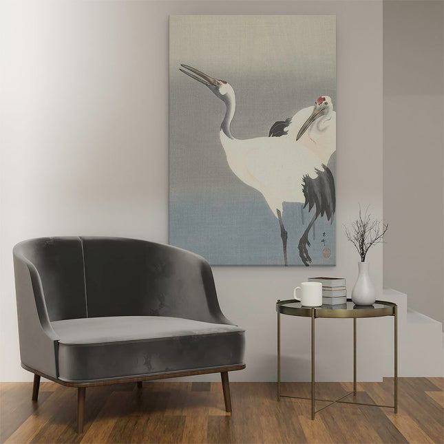 Canvas schilderij interieur Twee Kraanvogels - Koson Ohara