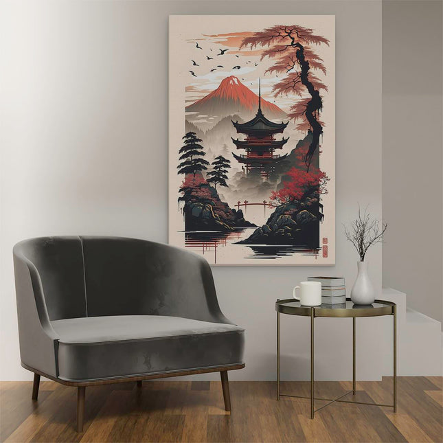 Canvas schilderij interieur Japans Landschap - Tempel