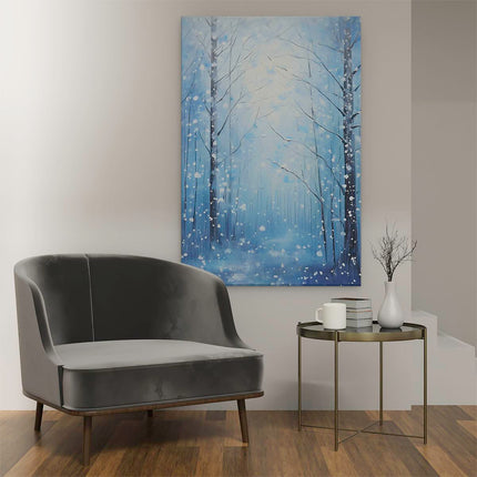 Canvas schilderij interieur Wintersbos - Olieverf Tekening