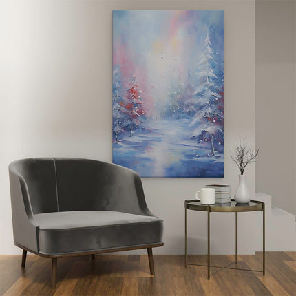 Canvas schilderij interieur Wintersbos - Olieverf Tekening - Winter