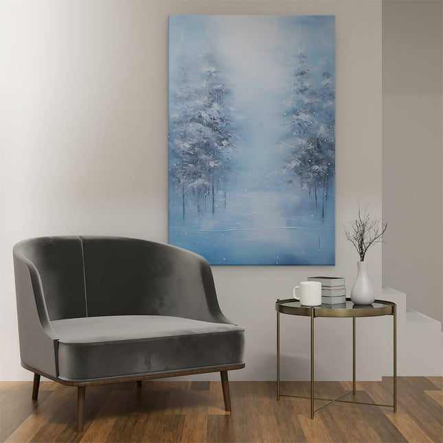 Canvas schilderij interieur Wintersbos - Olieverf Tekening - Winter