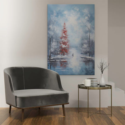 Canvas schilderij interieur Wintersbos - Olieverf Tekening