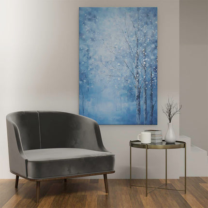 Canvas schilderij interieur Wintersbos - Olieverf Tekening - Winter