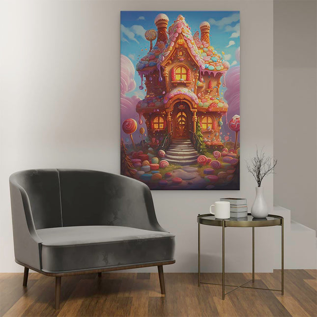 Canvas schilderij interieur Peperkoekhuis - Kerstmis - Kerst