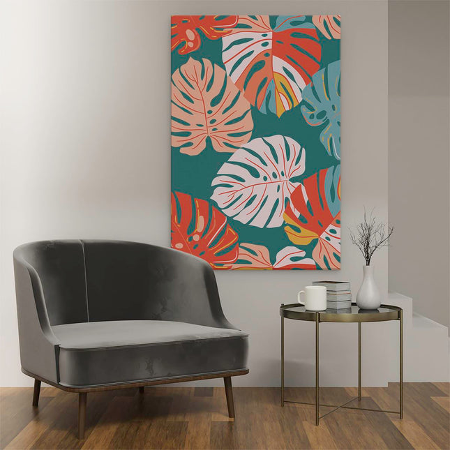 Canvas schilderij interieur Gekleurde Bladeren - Abstract