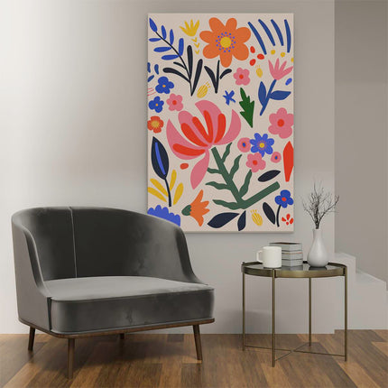 Canvas schilderij interieur Kleurrijke Bloemen - Abstract