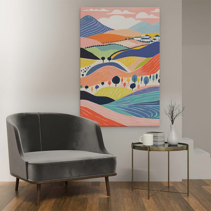 Canvas schilderij interieur Heuvellandschap - Abstract