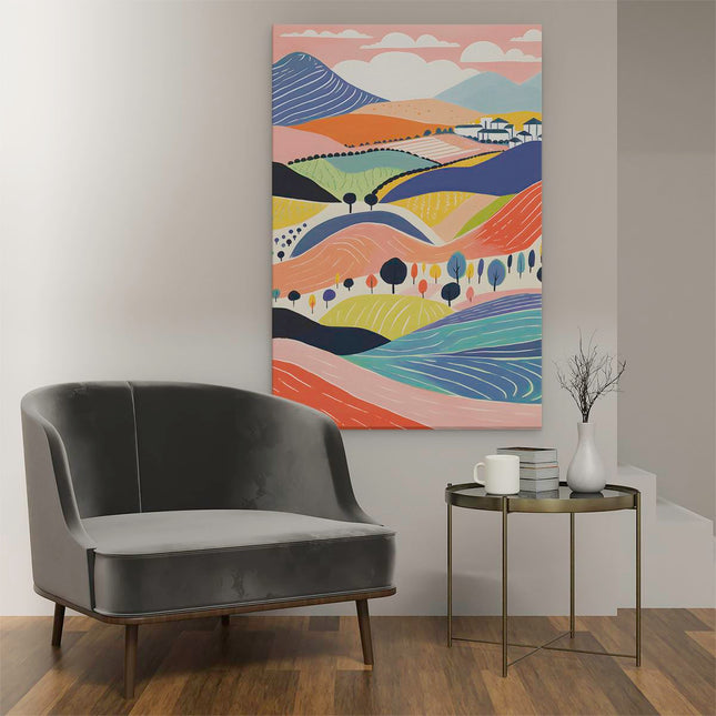 Canvas schilderij interieur Heuvellandschap - Abstract