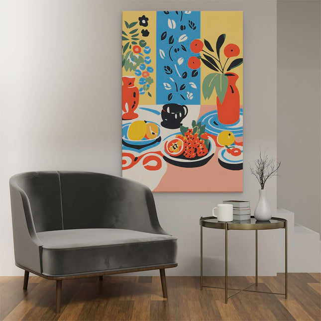 Canvas schilderij interieur Eten op Tafel - Abstract