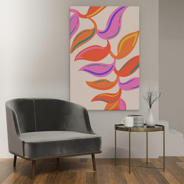 Canvas schilderij interieur Abstracte Bladeren - Kleurrijk