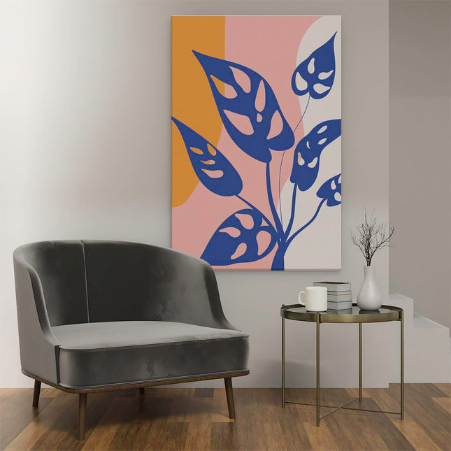 Canvas schilderij interieur Blauwe Plant - Abstract