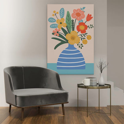 Canvas schilderij interieur Vaas met Bloemen - Abstract