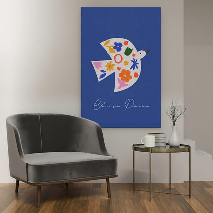 Canvas schilderij interieur Choose Peace Vogel