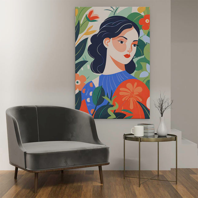 Canvas schilderij interieur Plantenvrouw - Abstract