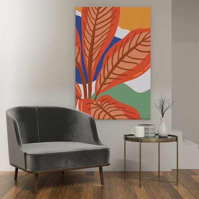 Canvas schilderij interieur Rode Bladeren - Abstract