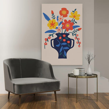 Canvas schilderij interieur Vaas met Bloemen - Abstract