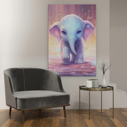 Canvas schilderij interieur Baby Olifant met Blauwe Ogen