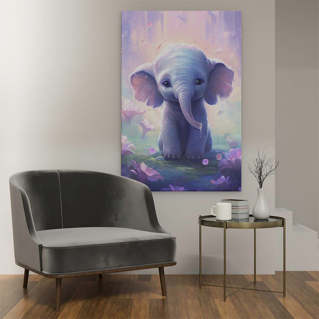 Canvas schilderij interieur Baby Olifant in Magie