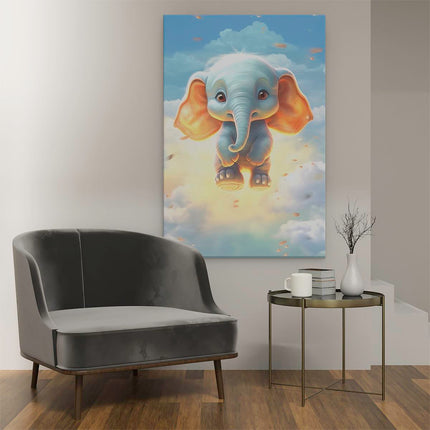 Canvas schilderij interieur Baby Olifant in de Wolken