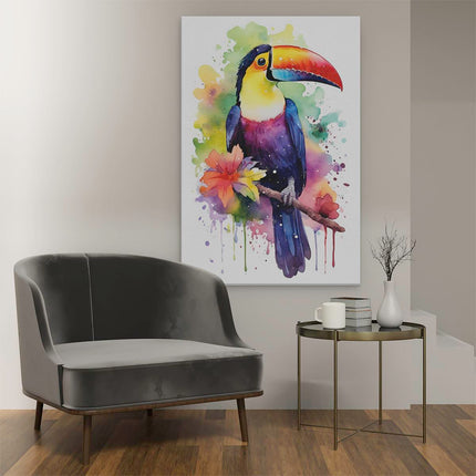 Canvas schilderij interieur Kleurrijke Toekan Vogel