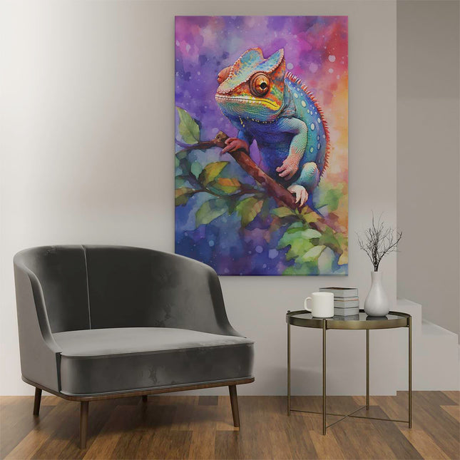 Canvas schilderij interieur Kleurrijke Kameleon
