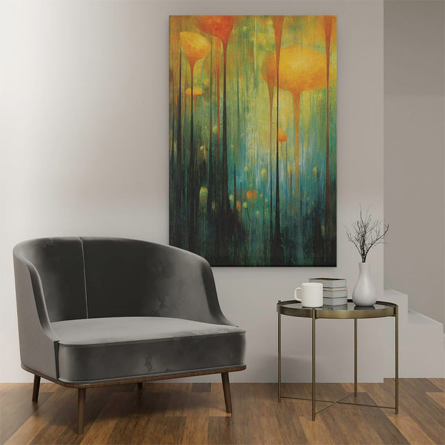 Canvas schilderij interieur Abstracte Kunst - Enorme Paddenstoelen
