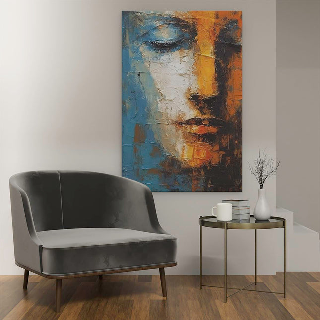 Canvas schilderij interieur Vrouw met Ogen Dicht
