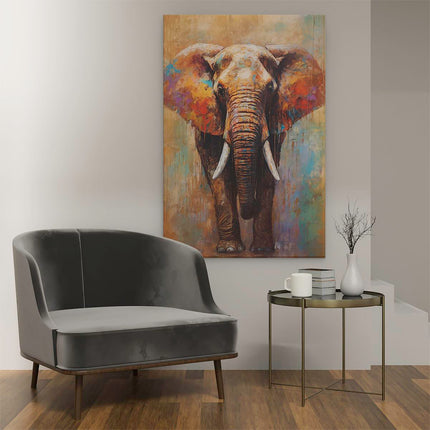 Canvas schilderij interieur Olifant op Olieverf