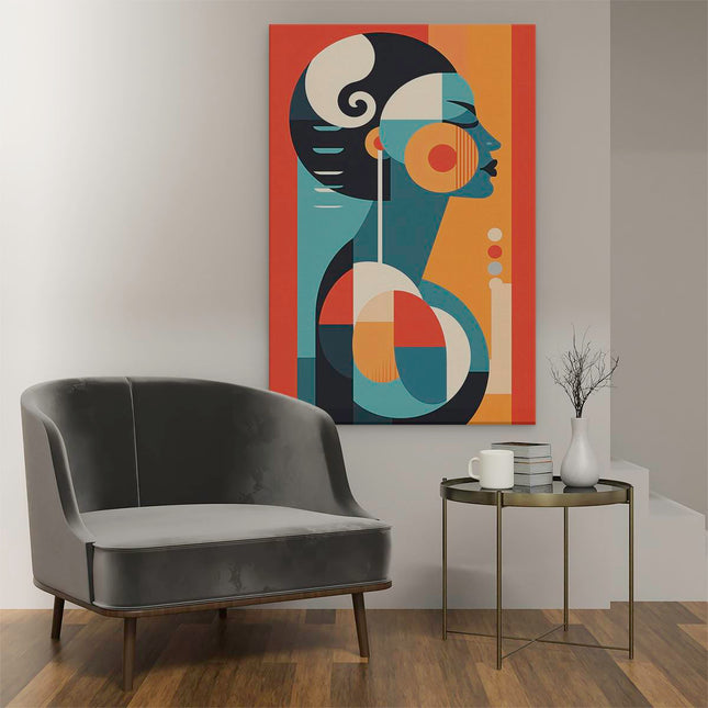 Canvas schilderij interieur Vrouw in Abstracte Kunst