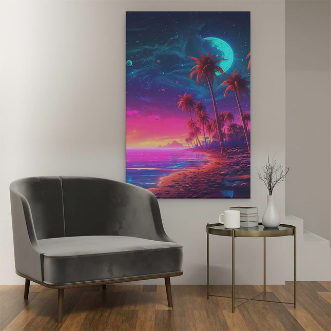Canvas schilderij interieur Strand met Palbomen - Magie - Kunst