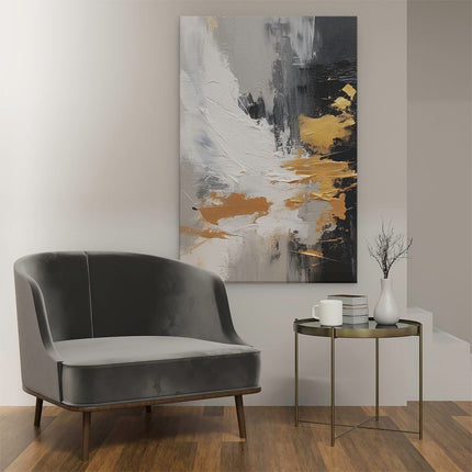 Canvas schilderij interieur Abstract Wit Zwart met Goud