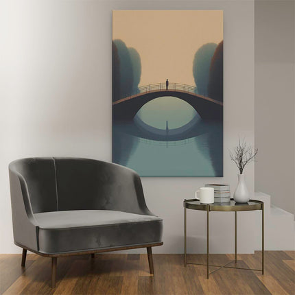 Canvas schilderij interieur Man bij een Brug in het Bos