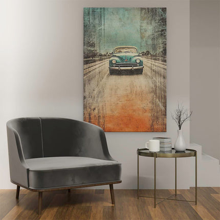 Canvas schilderij interieur Vintage Auto