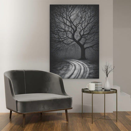 Canvas schilderij interieur Boom in het Duisternis