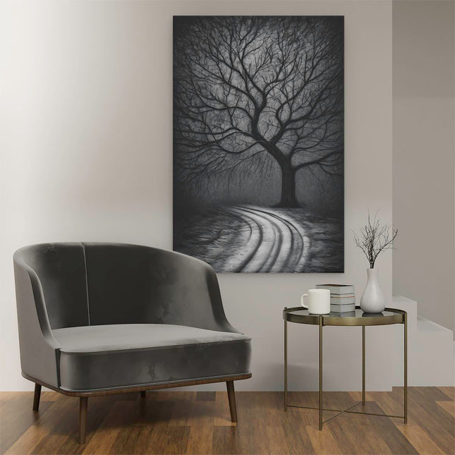 Canvas schilderij interieur Boom in het Duisternis
