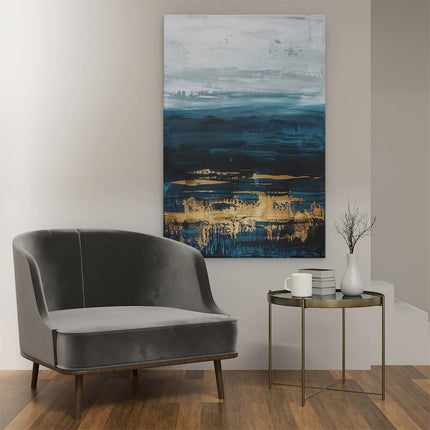 Canvas schilderij interieur Abstract Kunstwerk van Blauw en Goud