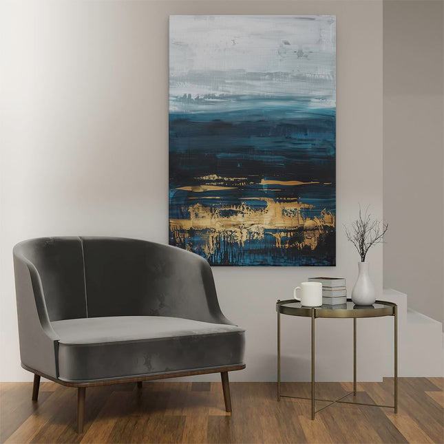 Canvas schilderij interieur Abstract Kunstwerk van Blauw en Goud