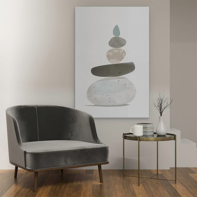 Canvas schilderij interieur Stapel Stenen op een Witte Achtergrond