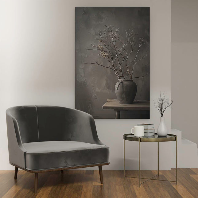 Canvas schilderij interieur Vaas op een Tafel