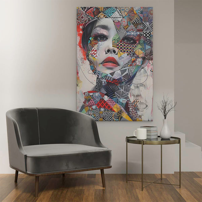 Canvas schilderij interieur Abstract Kunstwerk van het Gezicht van een Vrouw