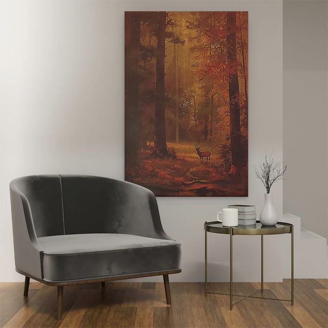Canvas schilderij interieur Herten in een Bos