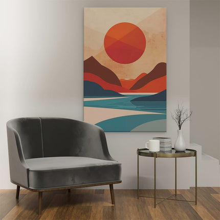 Canvas schilderij interieur De Zon komt op boven de Bergen