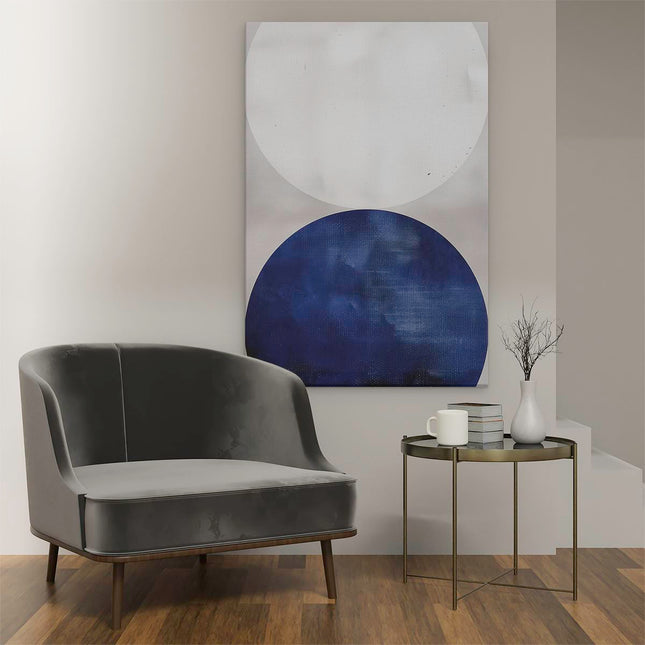 Canvas schilderij interieur Blauw en Wit Kunstwerk op een Witte Achtergrond