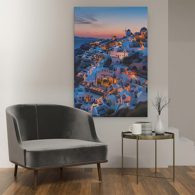 Canvas schilderij interieur Santorini, Griekenland in de Schemering