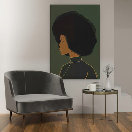 Canvas schilderij interieur Vrouw met een Afro