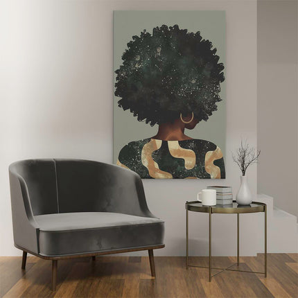 Canvas schilderij interieur Illustratie van een Vrouw met een Afro