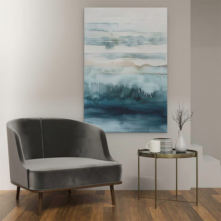 Canvas schilderij interieur Abstract Kunstwerk van Blauw en Wit Water