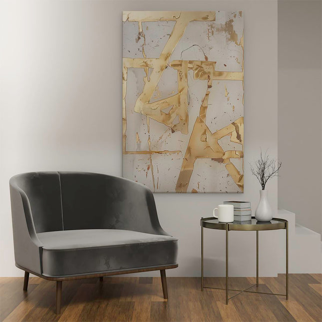 Canvas schilderij interieur Gouden Kunstwerk aan de Muur