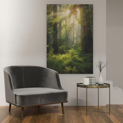 Canvas schilderij interieur Varens en Bomen in een Bos