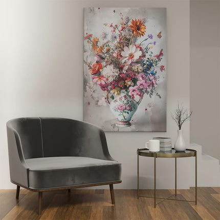 Canvas schilderij interieur Vaas Vol Bloemen